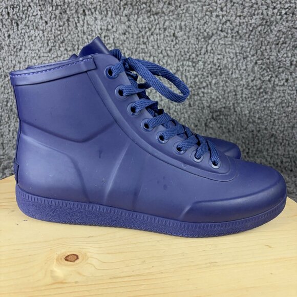 Hunter Original Hi-Top Trainer Shoes Mens Size 8 Purple Rubber Lace Up Sneakers - Picture 3 of 9